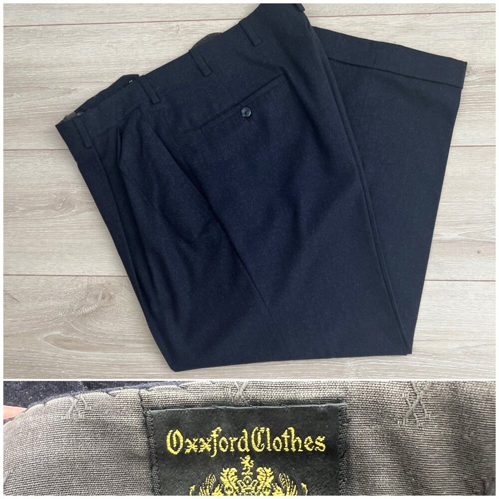 Oxxford Clothes Pleated Dress Pants Bespoke Dark Blue Size 36 JP